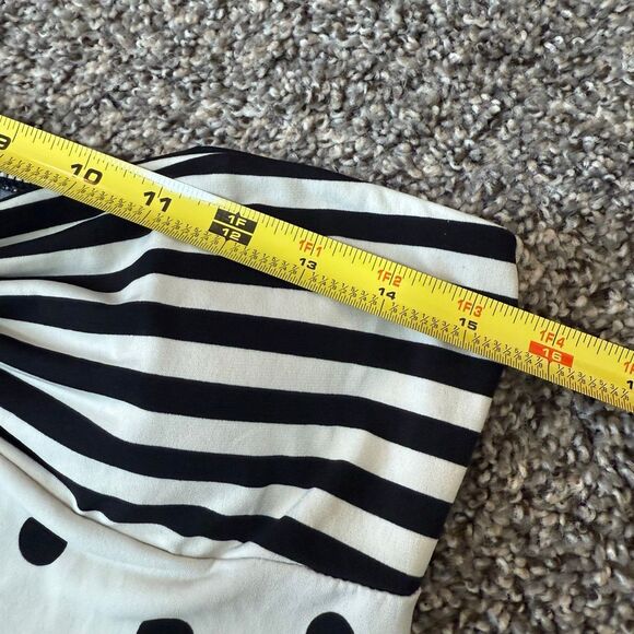 Forever Cream Black Tube Halter Shift Dress Midi Small Medium Stripe Polka Dot - Picture 5 of 6